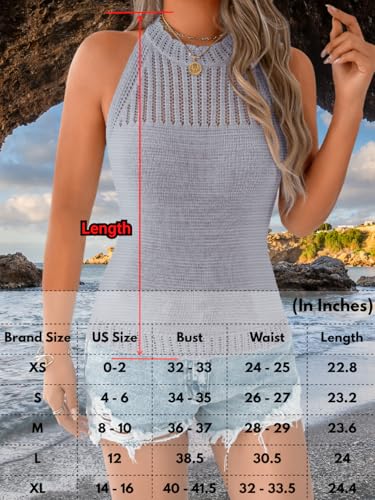 Image of ChiaoLezhee Women's Summer Knit Tank Tops, Racerback High Neck Lightweight Sweater Vest, Dressy Casual Outfits
