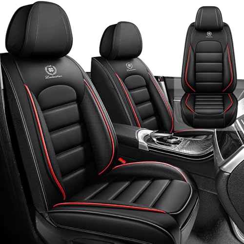 Image of Car Seat Cover Fit for Nissan 370Z 2009-2021,Compatible Airbag Non-Slip Waterproof Seat Cover,Car Seat Protector Premium Interior (Standard 2 Seats,Black Red)