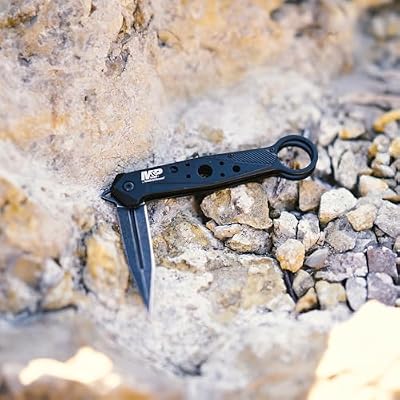 Smith&Wesson M&P Folding Spear Point Featuring 8Cr13MoV Stainless Steel And Ergonomic Finger Loop Designed For EDC And Quick Deployment