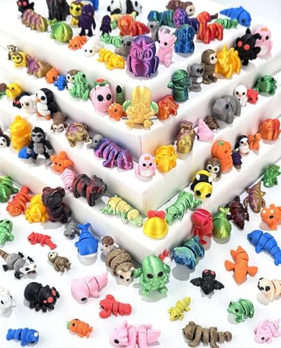 120 Pcs Mini 3D Printed Animal Set,Articulated Flexible Cute Animal Toys for Christmas,New...
