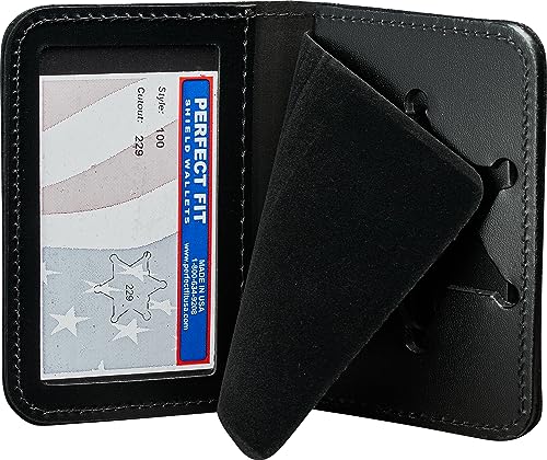 Perfect Fit 6 Point Star Illinois Sheriff Badge and Id Case Bifold Wallet 6 Point Star Badge Cutout Black Leather (cutout 229)3