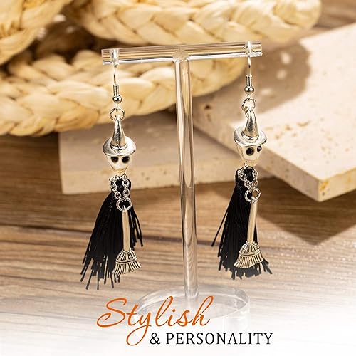 Witch Halloween Earrings Skull Skeleton Tassel Earrings for Women Girls, Witch Accessories Gothic Jewelry2