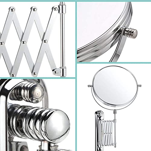 Miroir de maquillage mural avec extension pivotante double face et miroir grossissant