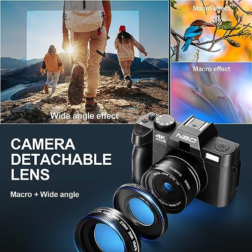 Digital Camera,NBD 4K 48MP Autofocus Vlogging Camera with 16X Digital Zoom,3.0 Inch 180 Degree Rotation Flip Screen, Wide Angle & Macro Lens,32G Memory Card,Cameras for Photography for Beginners - Image 3