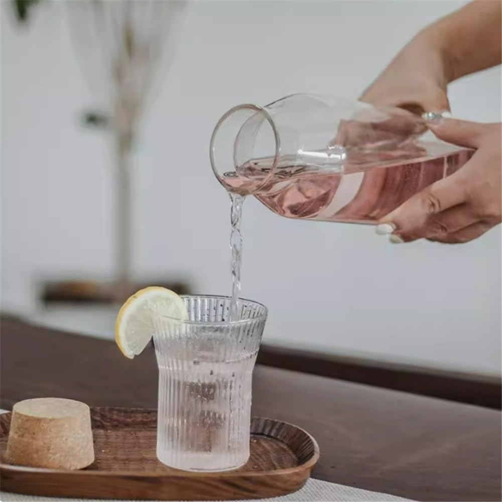 Caraffa Acqua Jarra de agua de borosilicato, botella de vidrio for preparar té frío con corcho, recipiente for almacenar vino de frutas, 800 ml/1200 ml Bevande Fatte in Casa(1200ml)