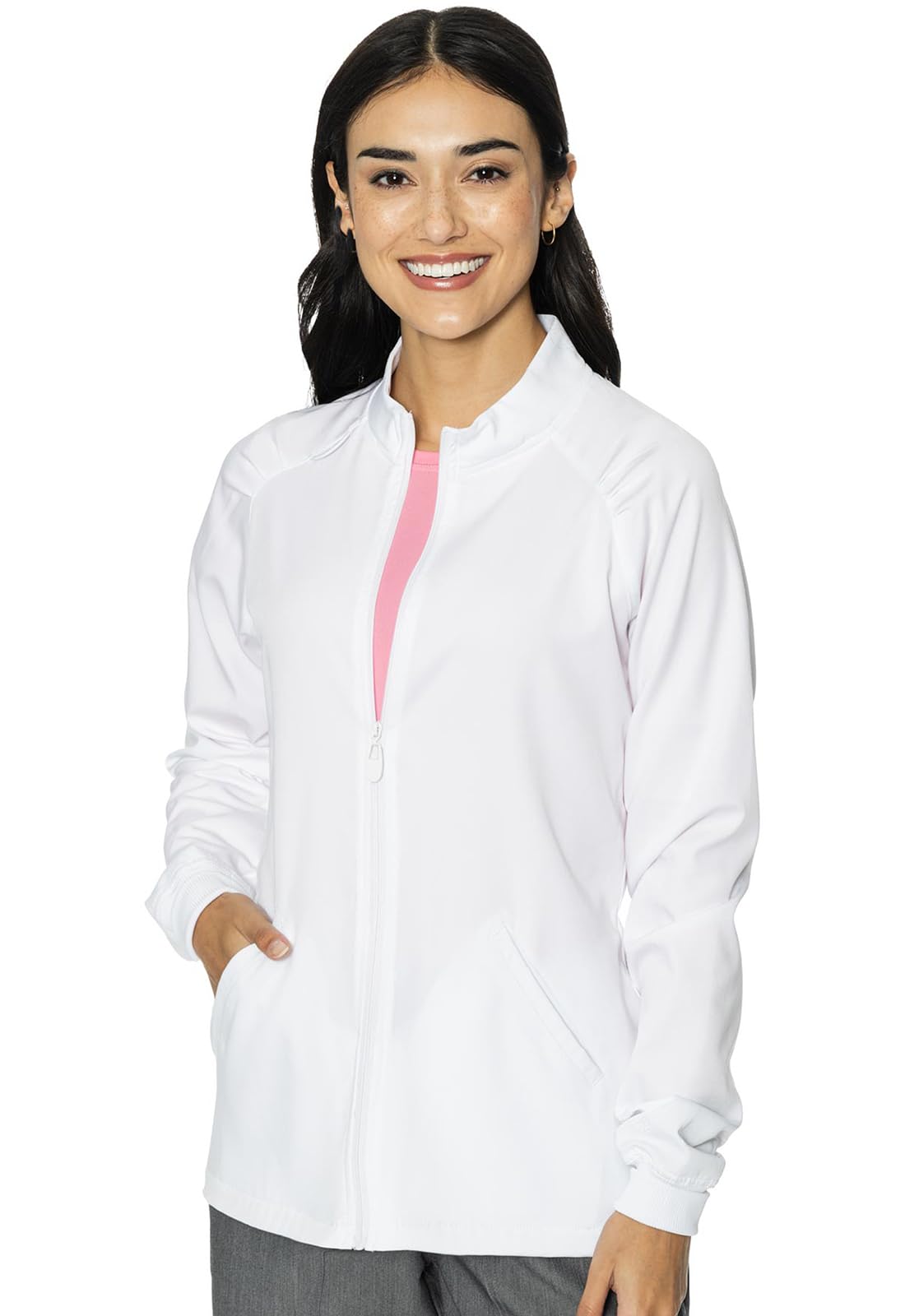 Med CoutureWomen's Scrub Warm-Up Jacket Raglan with 4 Pockets with Ultra Soft and Durable Fabric - MC7660