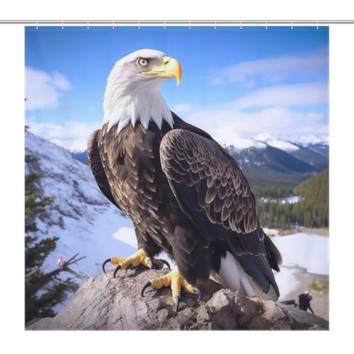 Rideau de douche Aigle 183x183 cm en polyester imperméable lavable avec crochets - 7
