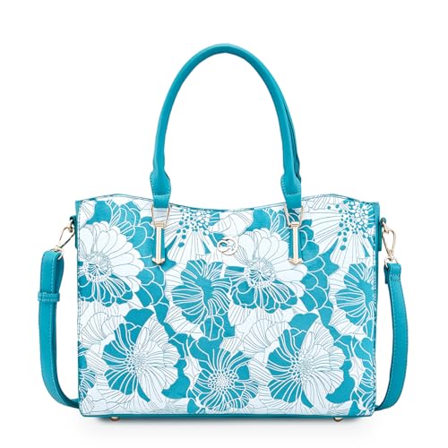 Image of Caprese Margot Satchel Bag, Medium | Stylish Floral Print Handbag for Women with Adjustable & Detachable Sling Strap | Secure Zip Closure | Perfect for Office & Daily Essentials