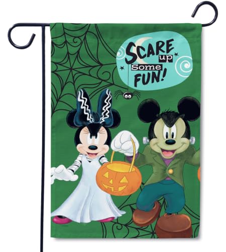 Disney Scare Up Fun Mickey and Minnie Halloween Garden Flag 12x18