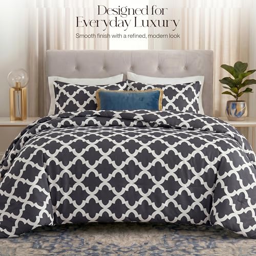 Image of Utopia Bedding 3 Pc Queen Comforter Set, Printed Comforter, Grey | Comforter Set Includes Comforter (88x88) Inches, 2 Shams (20x26) Inches. Soft Microfiber Down Alternative, Machine Washable.