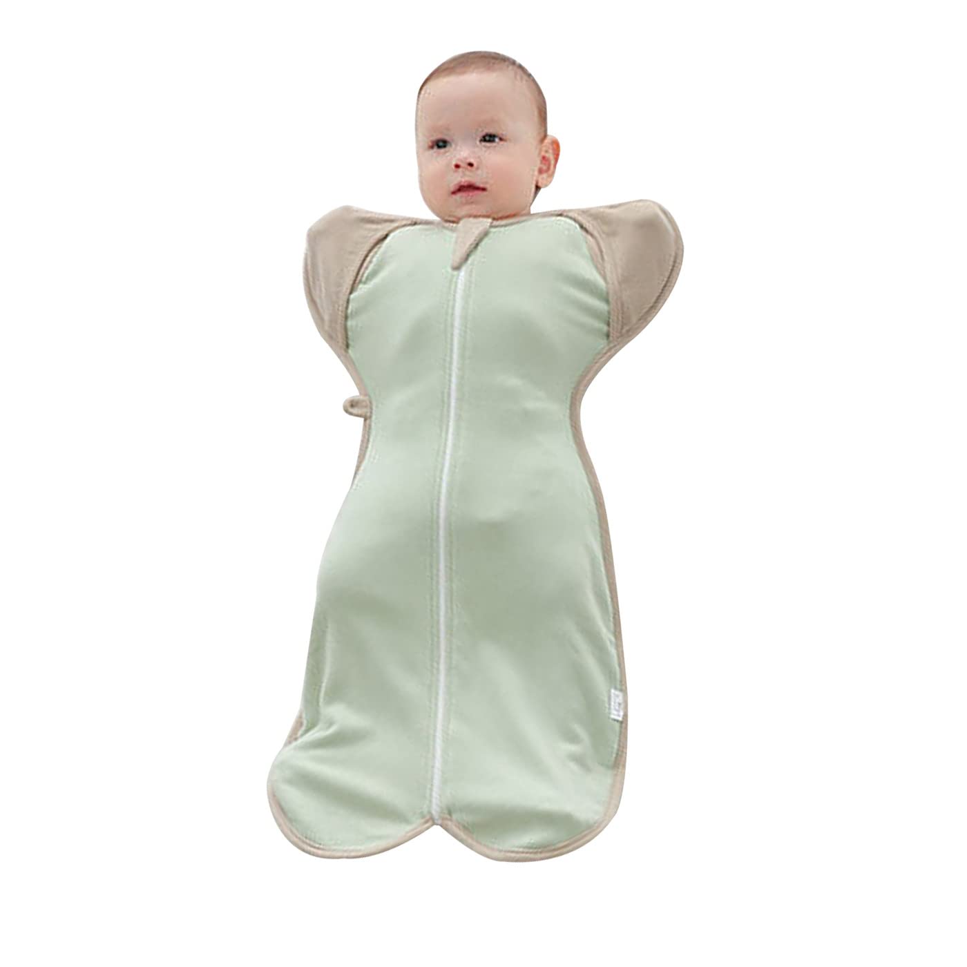 ZIGJOY Baby Transition Swaddle, 1.0 TOG Super Soft Baby Swaddle with 2-Way Zipper, Cotton Self-Soothing Sleep Sack for Better Sleep, Arms Free Transitional Swaddle, Green, 6-9 Months