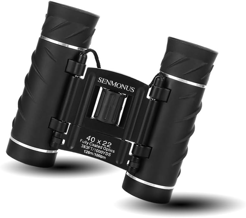 40x22 Compact Mini Binoculars for Adults, Small Lightweight High Powered Binocular Telescope for Bird Watching Travel Concerts Theater Opera Camping and Hiking, with Weak Light Night Vision (Black)