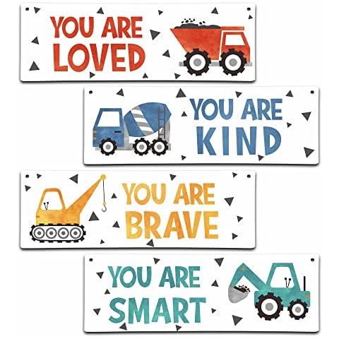 ISOVF Construction Vehicles Wooden Sign Cover