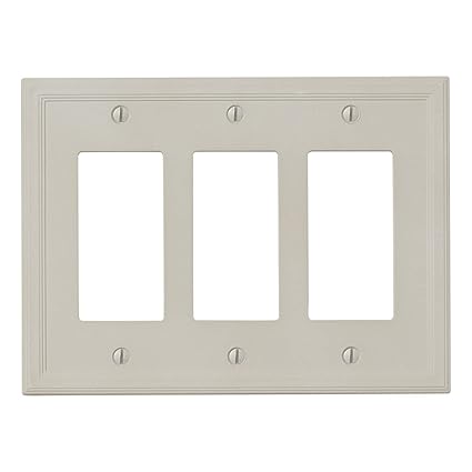 Questech Decor Triple Rocker Insulated Light Switch Cover, 3-Gang Electrical Wall Plate, Triple Switch Decorator Standard Size GFCI Receptacle Cover, Decorative Architectural Cornice, Gray