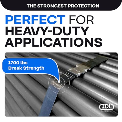 Image of IDL Packaging 3 /4 inch x .020 inch x 300' Steel Strapping Coil (1700 Lbs Break Strength) in Self-Dispensed Сardboard Box - Portable Strong Banding with Superior Cut-Resistance - Heavy Pallet Strapping