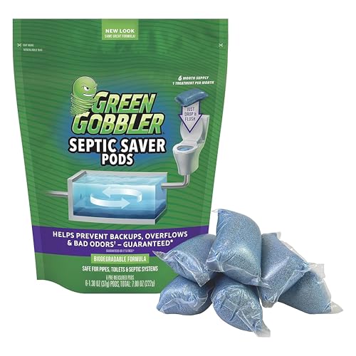 Green Gobbler Septic Saver   Cápsulas para Fosas Sépticas   Tratamiento Enzimático Mensual   6 Cápsulas (222g)
