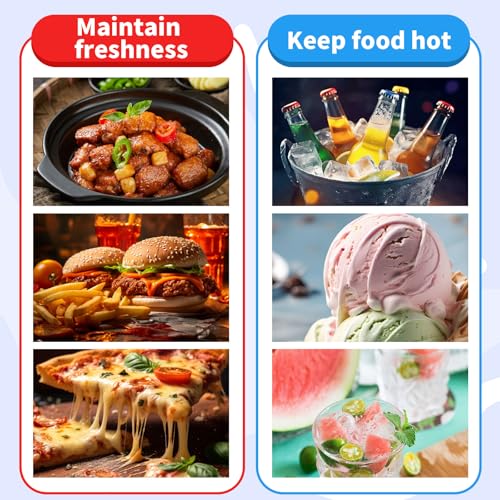 12 Pcs Insulated Bags Large Reusable Shopping Thermal Cooler Tote Bags for Grocery Food Delivery with Zippered Top for Hot or Cold Storage (Blue,Black)