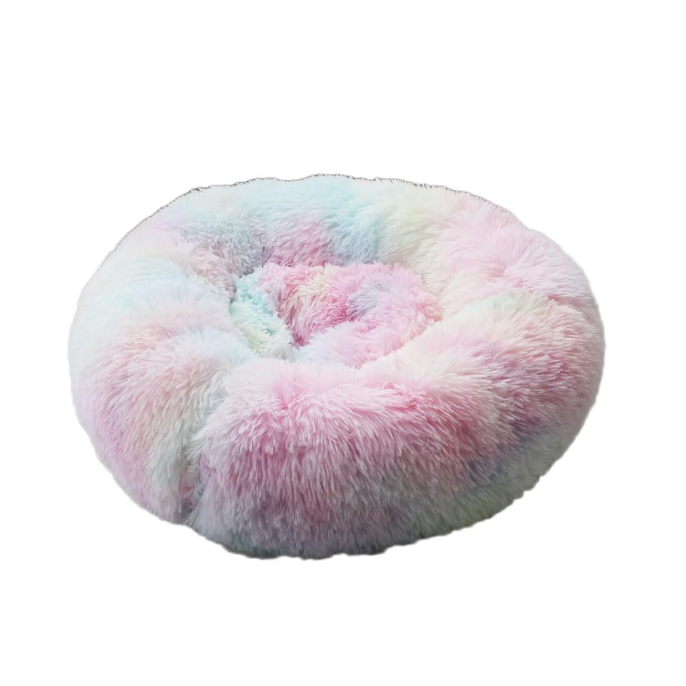 YOUCAI Puppy Bed for Medium Small Dogs Cats Non-Slip Bottom Fluffy Calming Kitten Bed for Small Dog and Puppy Plush Cuddler Pet Bed Round Plush Dog Bed,Color,120cm