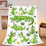Alligator Blanket Super Soft Warm Crocodile Fleece Throw Blanket Cozy Fluffy Cartoon Alligators Animal Lightweight Flannel Gifts Blankets for Kids Adults 50'X40'