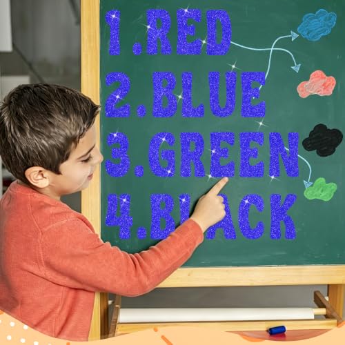 Image of Bulletin Board Letters 74 PCS Glitter Letter Stickers Large 5 Inch, Blue | 12 Sheets,Alphabet Number Stickers,Self-Adhesive,Sticker Letters for Poster Board,Classroom,Display,Mailbox,Craft,Party Decor