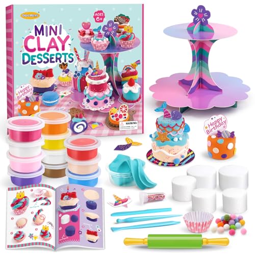 Drama Planet Craft Kits for Kids, Make Your Own Mini Desserts with Air Dry Clay, Create & Display Clay Creations, Art Activities, Great Gifts for Girls