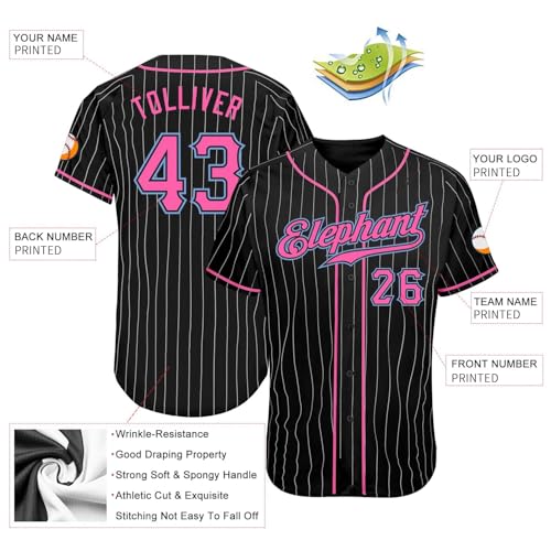 Camiseta de béisbol a rayas personalizada para hombres, mujeres y niños, manga corta, camisa de softball, uniforme de equipo con nombre, número y logo impresos miniatura 2