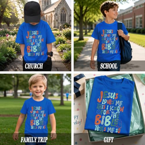 Image of Christian Shirts for Boys Kids Jesus Loves You Bible Verse God T Shirts Religious Faith Cute Graphic Tees Casual Tops