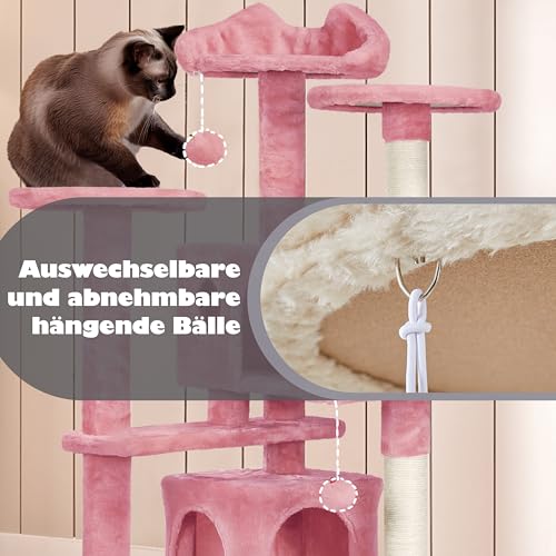 Yaheetech Kratzbaum 139 cm – 3 Plattformen, 2 Höhlen – Bild 6