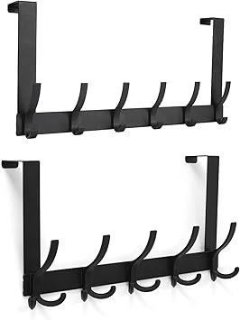 Optish Over The Door Hooks, Door Hanger Hooks for Hanging, Over The Door Towel Racks for Bathroom with 12 Coat Hooks