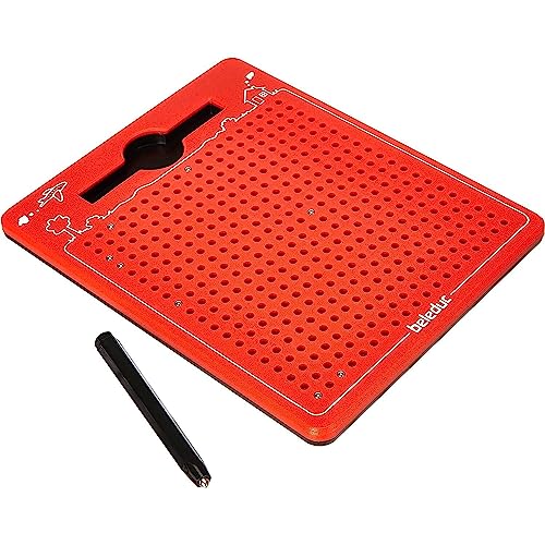 Beleduc 21091 - Das magische Magnetspiel, magnetische Zeichentafel, zum Mitnehmen, rot, klein 175 x 215 x 12 mm, Spiele, ab 3 Jahre