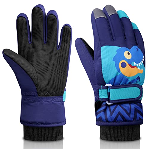 flintronic Kinder Skihandschuhe, Winter Skihandschuhe für 2-3 Jahre Mädchen und Jungen, Wasserdichte und Winddichte Fleece Handschuhe mit verstellbaren Bündchen, für Snowboard Klttern Skifahren