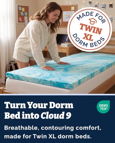 Image of 4 Inch Twin XL Memory Foam Mattress Topper - Cooling Gel Infused Bed Topper - Soft Ventilated Mattress Pad for Pressure Relief & Pain-Free Sleep - CertiPUR-US & Oeko-TEX