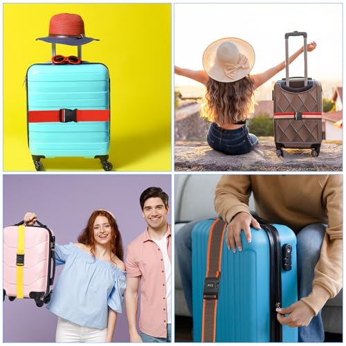 Image of PATIKIL Luggage Straps, 4 Pack Suitcase Straps Adjustable Luggage Belts Strap with Combination Lock for Luggage Suitcases Travel, Light Blue