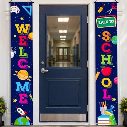 KatchOn, Back to School Door Banner - 120x20 Inch | Welcome Back to School Banner for Back to School | First Day of Back to School Decorations | Classroom Door Decorations & School Backdrop Decor