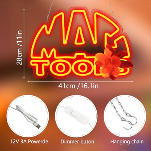 Image of WonderfulLife Tools Neon Sign for Hardware Shop Garage Decor,Led Signs for Man Cave Tools Store or Home Improvement Store,Easy Hanging.