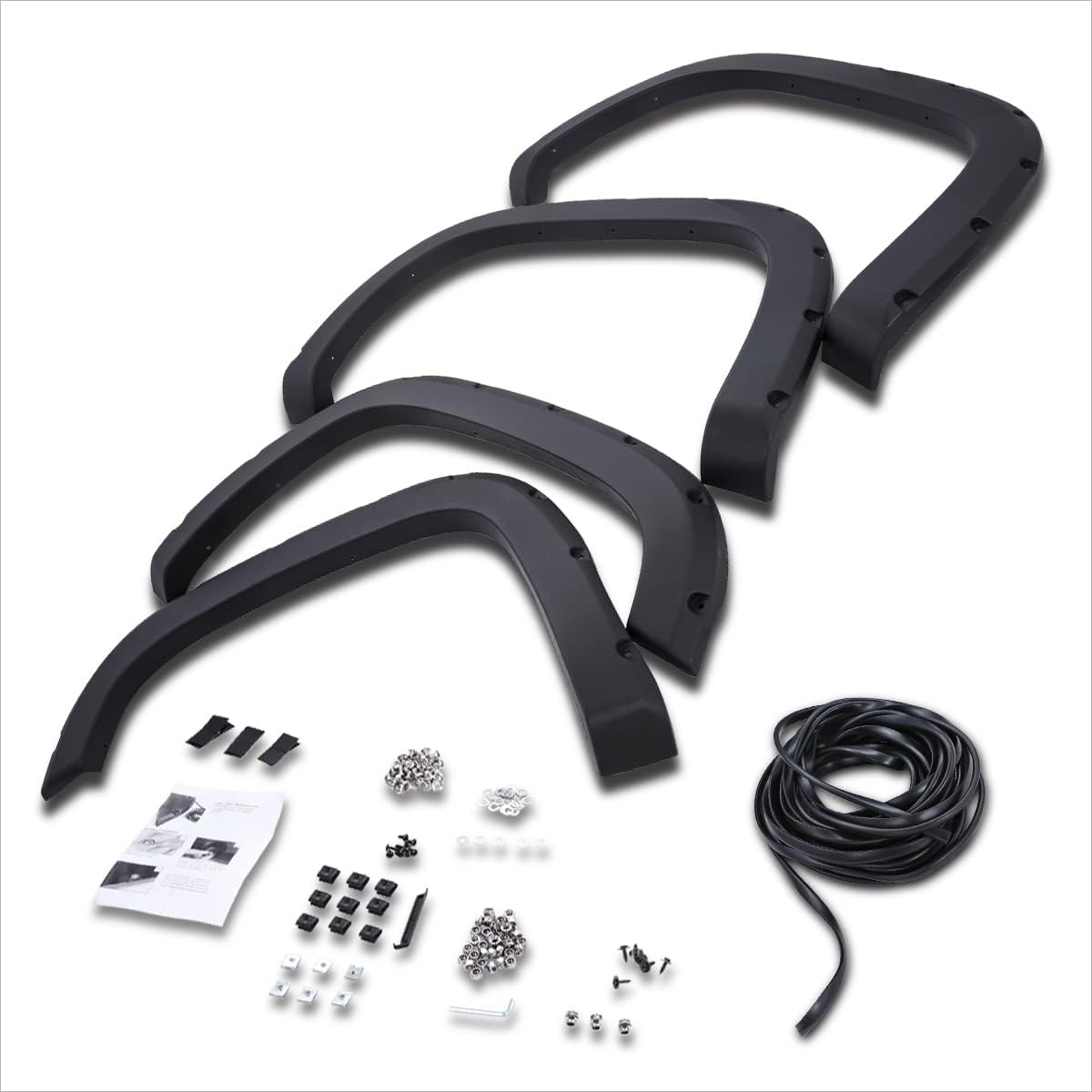 [4Pcs-Set] Pocket-Rivet Style Fender Flares Compatible with 07-14 GMC Sierra 97.6"/78.7"/78" Fleetside Bed