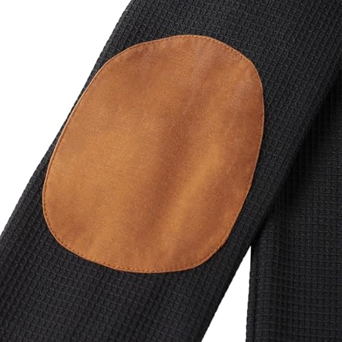 Men's Waffle Sweatshirt Casual Knited Long Sleeve Thermal Stand Collar Pullover Stylish Warm Cozy V Neck Shirts4