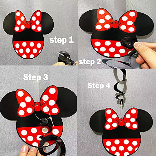 24Ct Red Black Min Mouse Hanging Swirls Decorations,Red Mouse Hanging Swirls Ceiling Streamer Decor For Baby Shower Min Themed Mouse Birthday Party Decorations Supplies #TOP3