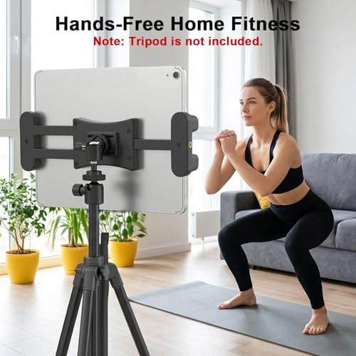 Image of ZORBES for iPad and Phone Tripod Mount Holder with Ball Head for Selfie Stick Rod Camera Monopod, Tablet Holder for 4.7-12.9 inch Tablets & Phones