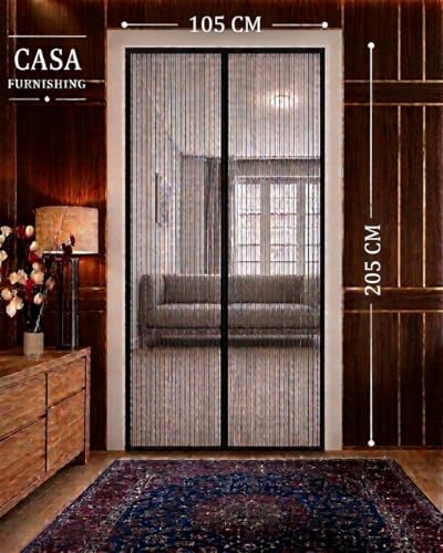 Image of Magnetic Polyester Mosquito Door Net | Hands-Free Auto-Close Curtain for Reliable Insect & Mosquito Protection | Black Color | 105 x 205 cm