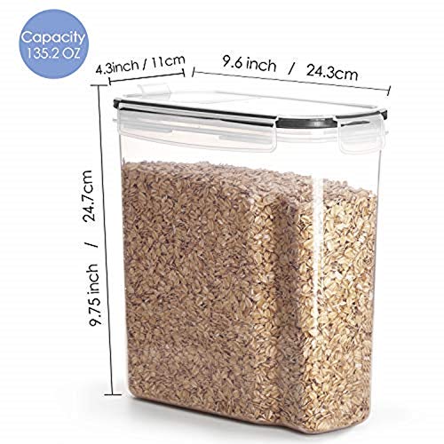 Vtopmart 4 liter grote voorraaddozen, set van 4 en 24 etiketten voor granen, meel, suiker (zwart) - Image 3