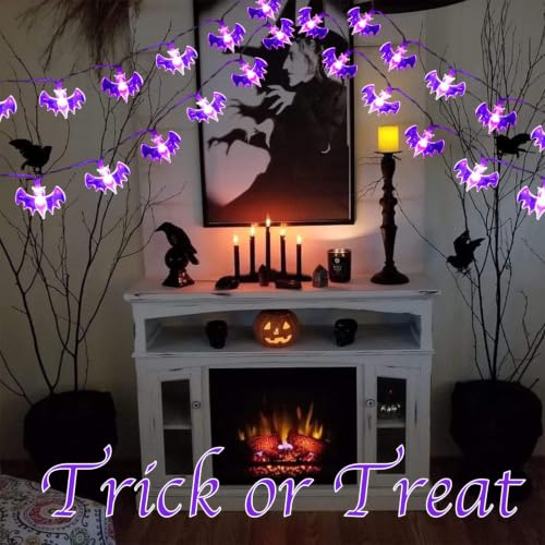 XVZ Halloween-Fledermaus-Lichterkette 3m 20 LED mit Timer Lila - Batteriebetrieben – Ansicht 6