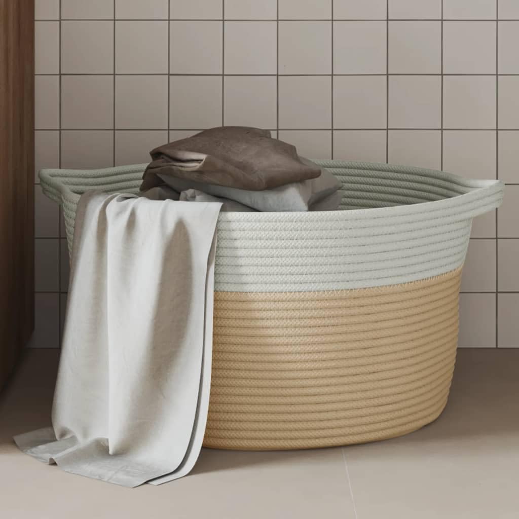 Cesto portaoggetti in cotone/poliestere, intrecciato, beige e