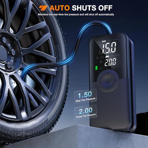 Image of Nilight Tire Inflator Portable Air Compressor Rechargeable Battery Cordless 150PSI Faster Inflation Pump with Pressure Gauge for Car Motorcycle Bicycle Ball
