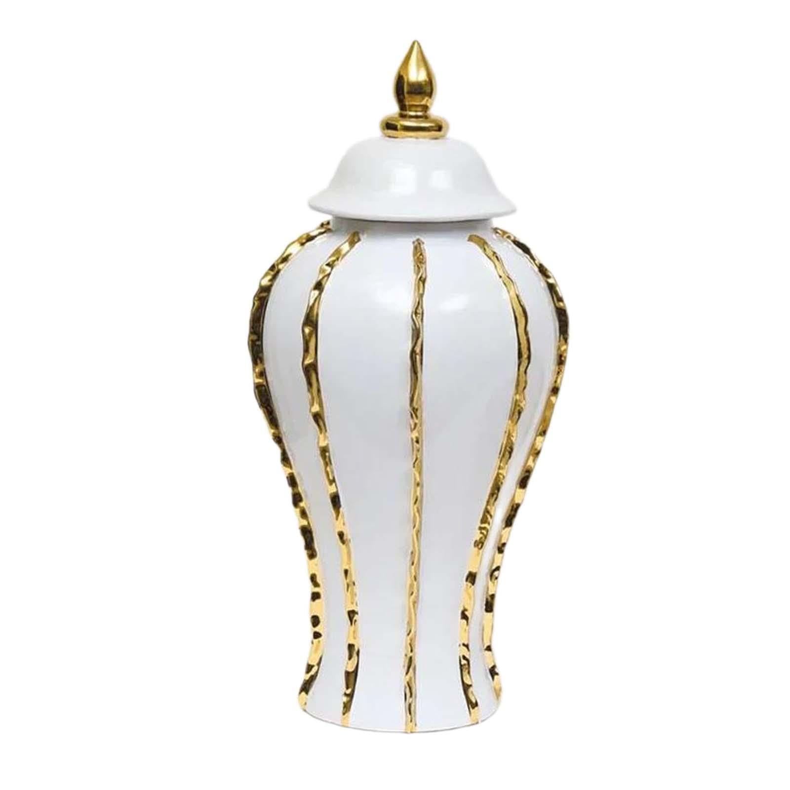 predolo Porzellan-Ingwerglas mit Deckel, Keramikvase, dekoratives Glas, Tempelglas für Hochzeiten, Partys, Zuhause, B