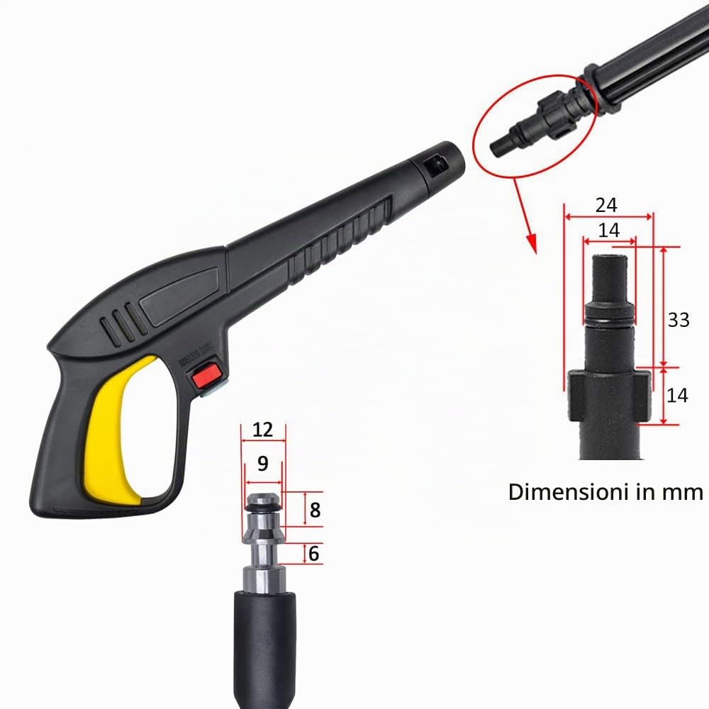 Pistola di ricambio per idropulitrice, pistola a spruzzo d'acqua ad alta pressione compatibile con idropulitrici Lavor Lavorwash Vax