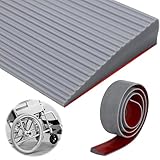PVC Rollstuhlrampe, Türschwellenrampen mit Rutschfester Oberfläche für Rollatoren, Kinderwagen und E-Scooter - Universell einsetzbar (Grau, 90 * 8 * 3cm)
