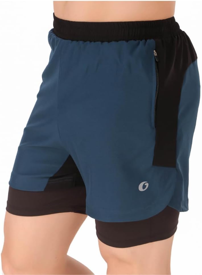 - Men's 2 In 1 Running Quick Dry Shorts Gym Athletic Workout Shorts For Men With Phone Pockets