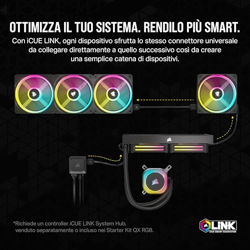 CORSAIR iCUE LINK QX140 RGB Cupola Magnetica da 140 mm Ventola - Nero - Sistema di raffreddamento - Immagine 3