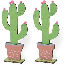 Boston International Decorative Wood Decor, Large, Garland Cactus Pack of 2